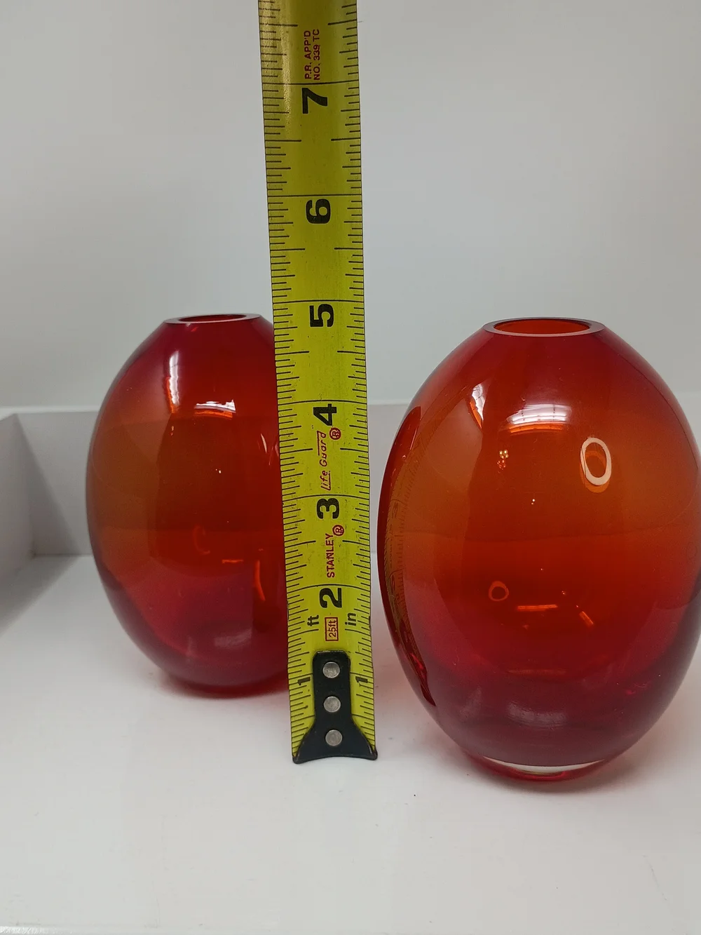 Red-Orange Gradient Glass Vase Pair - Sleek Decorative Vases